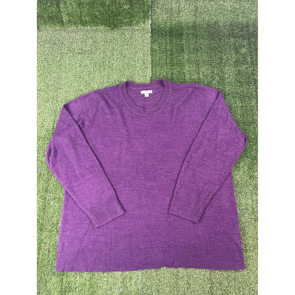 Croft & Barrow Womens Plus 2X Purple Heathered Crew Neck Pullover Sweater